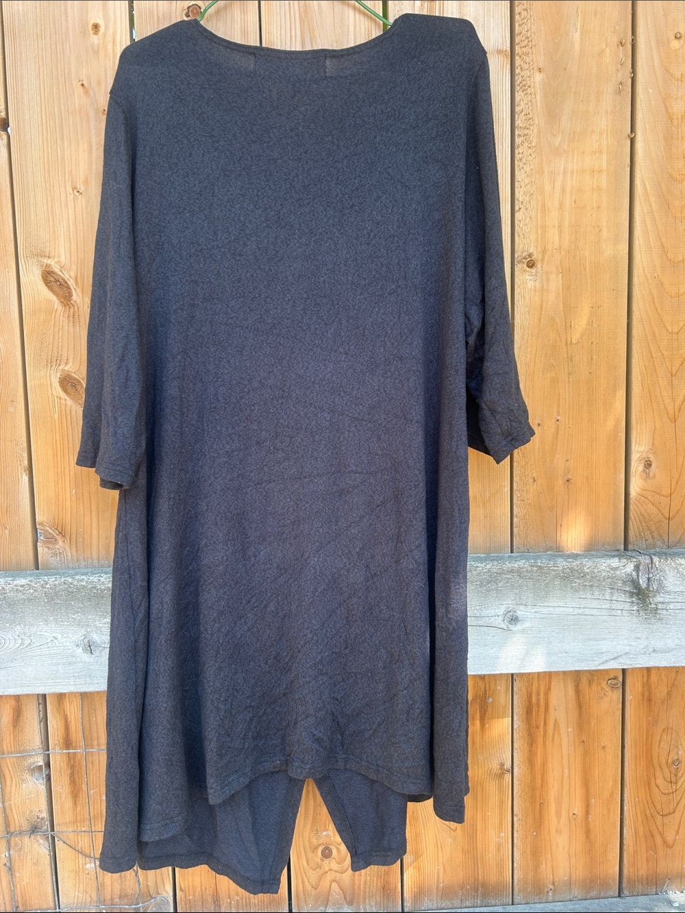 Charcoal Oversized Tunic with Asymmetrical Hem - Picture 3 of 3